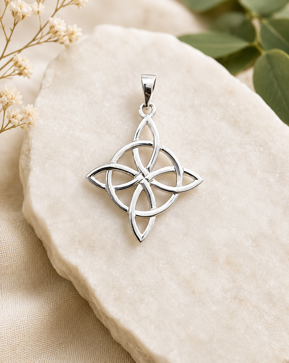 Pendentif Nœud Celtique, noeud de sorcière – Argent 925