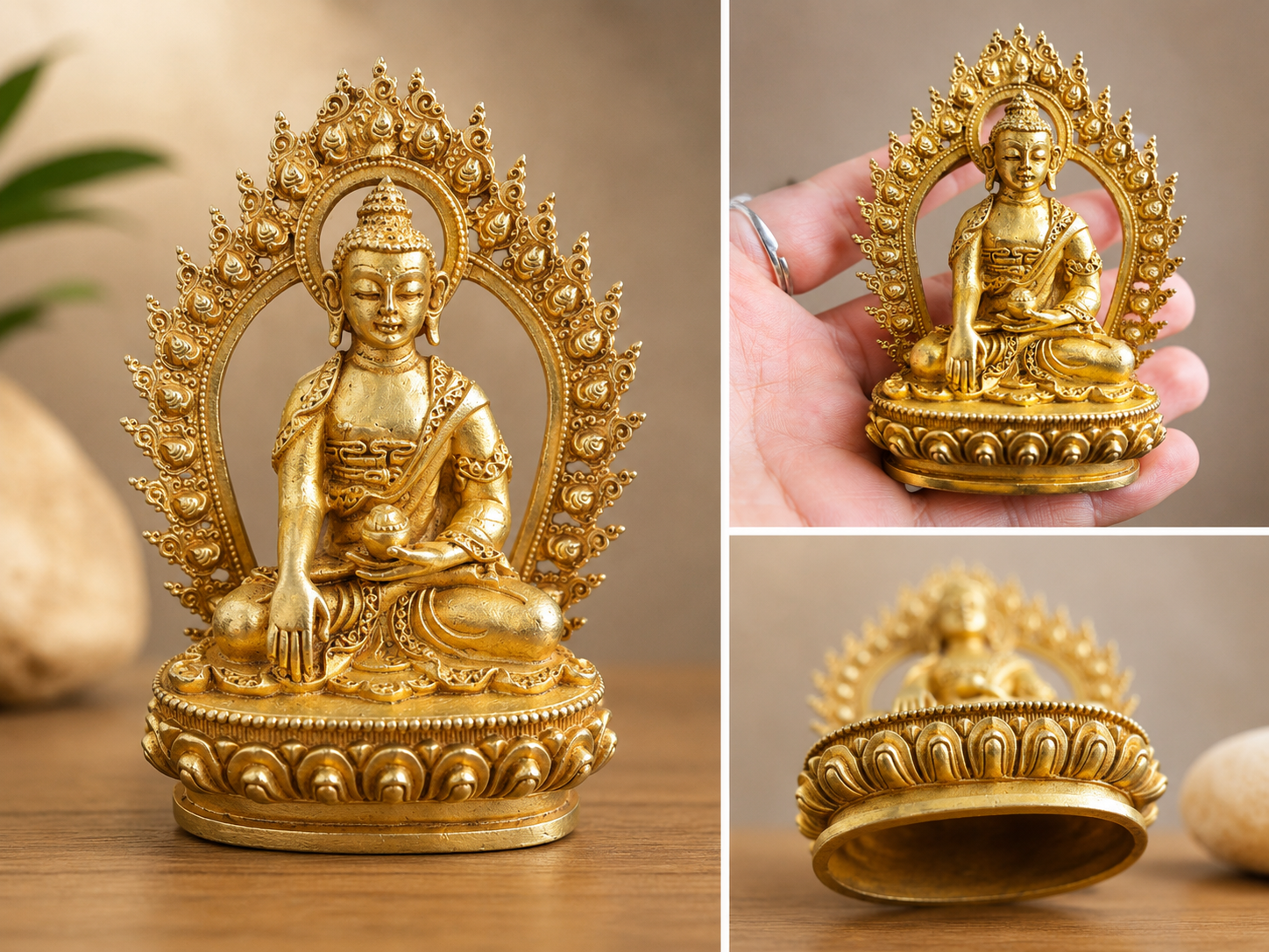 Statuette de Bouddha de la médecine or = Bhaishajyaguru