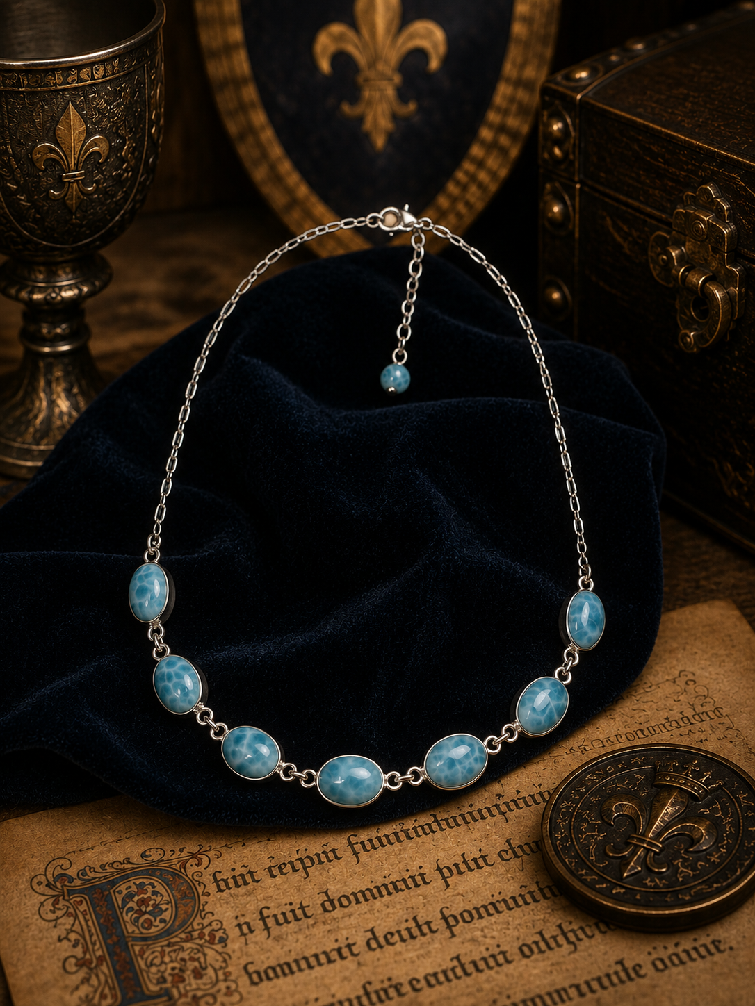 Collier larimar +++ et argent