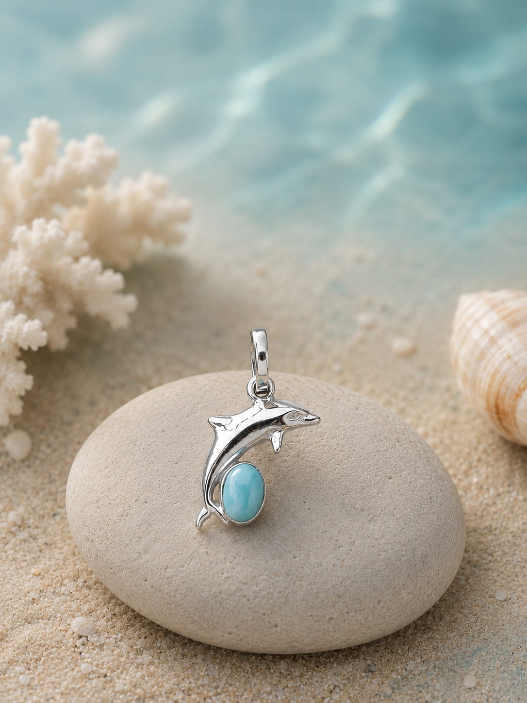 Pendentif Dauphin en Larimar – Argent 925