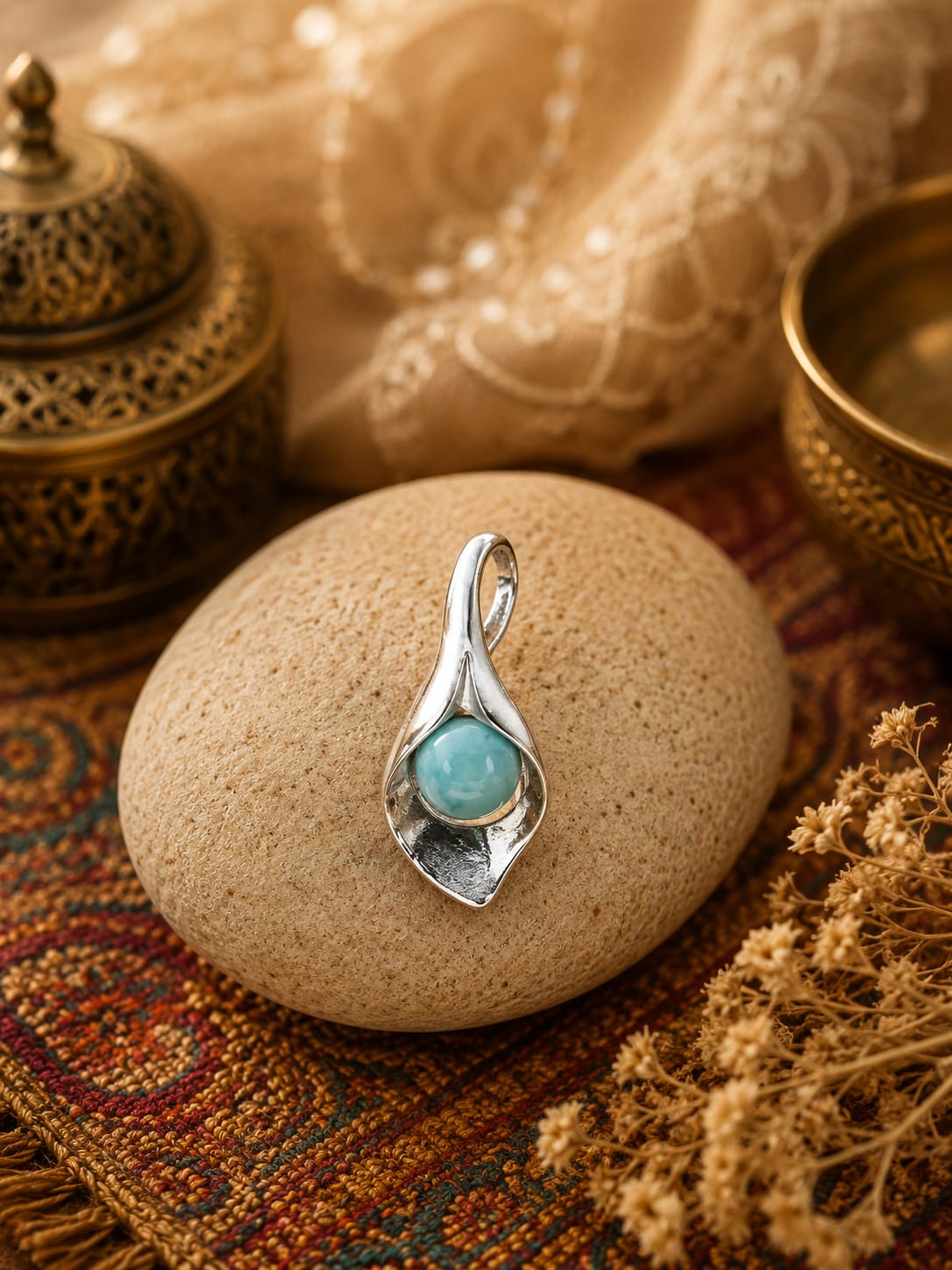 Pendentif en Larimar – Argent 925