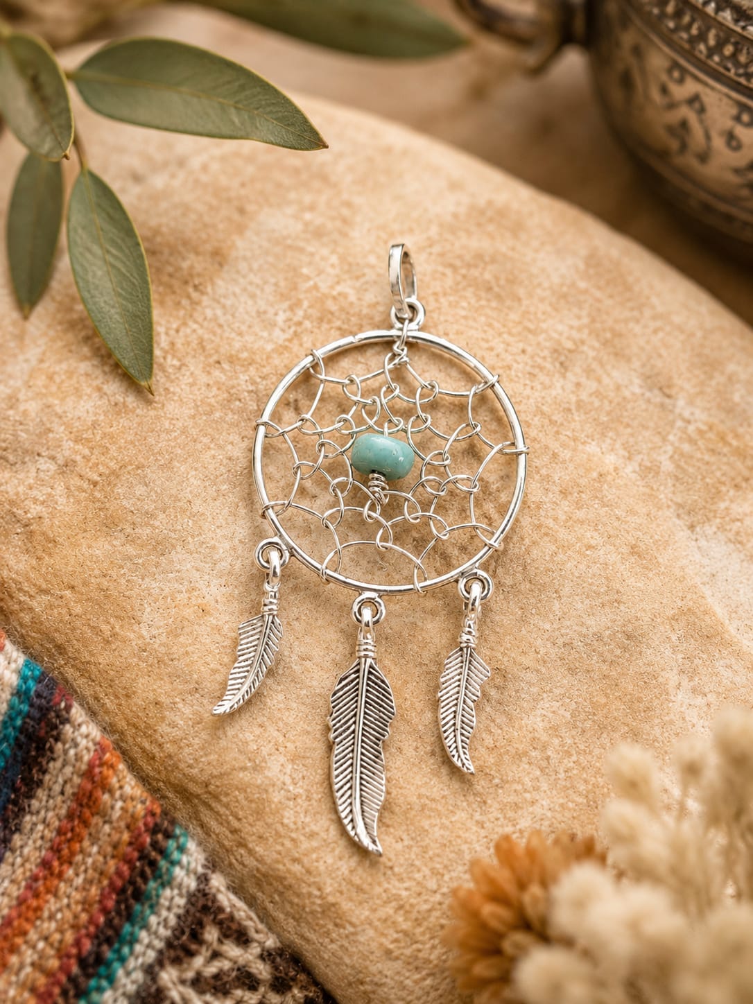 Pendentif Attrape-rêves en Larimar – Argent 925