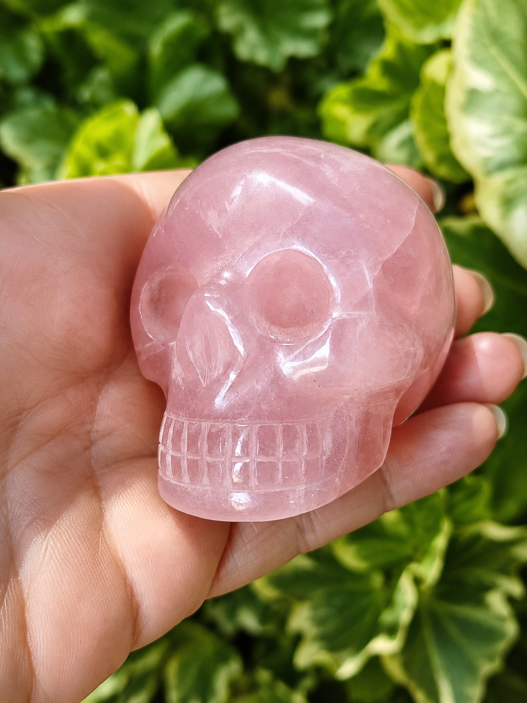 Crâne en quartz rose de qualité supérieure – 200 g