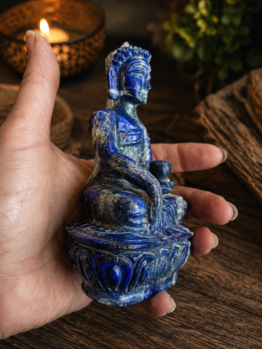Bouddha en lapis-lazuli  475gr