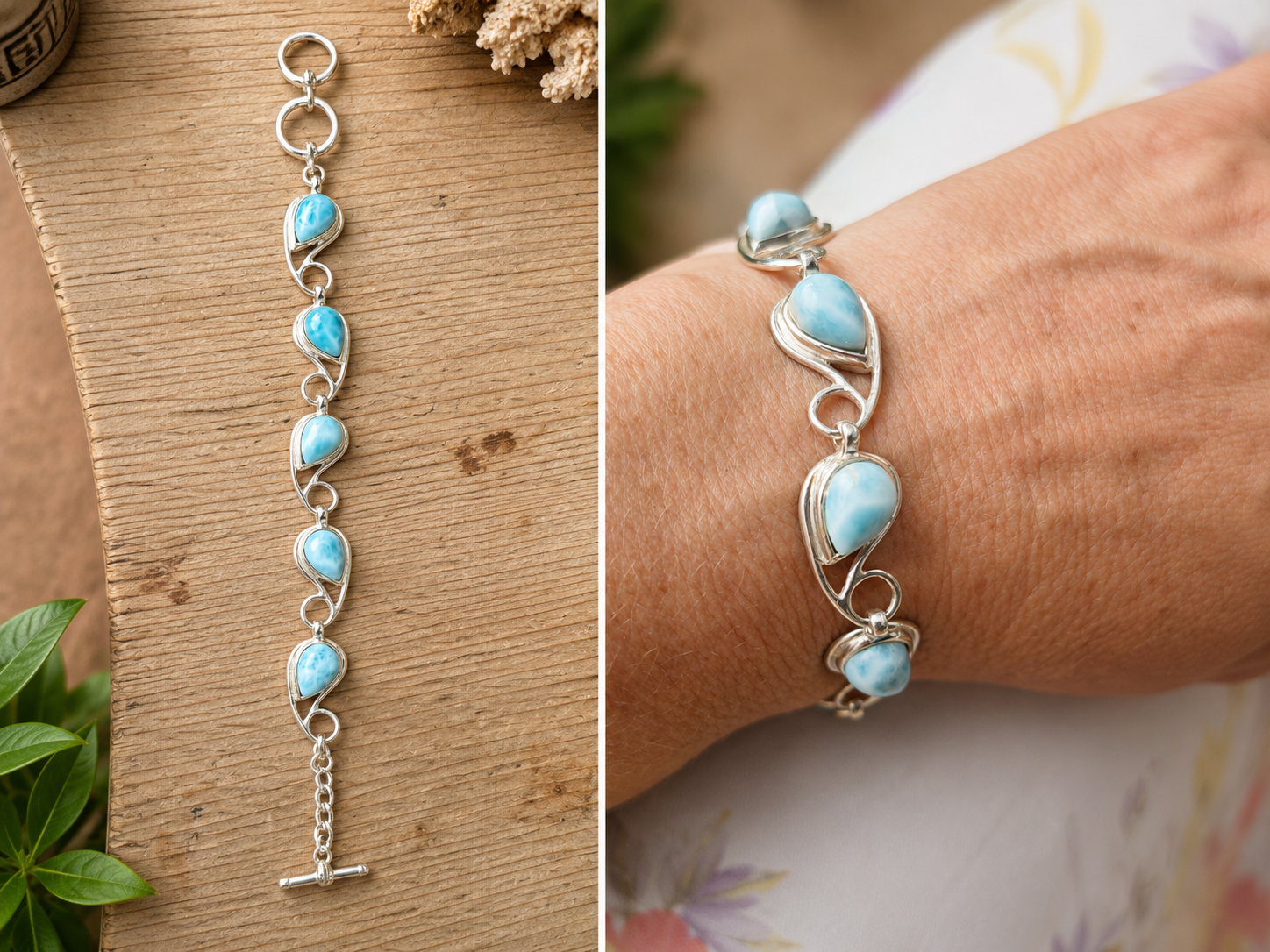 Bracelet Gouttes de Larimar – Argent 925