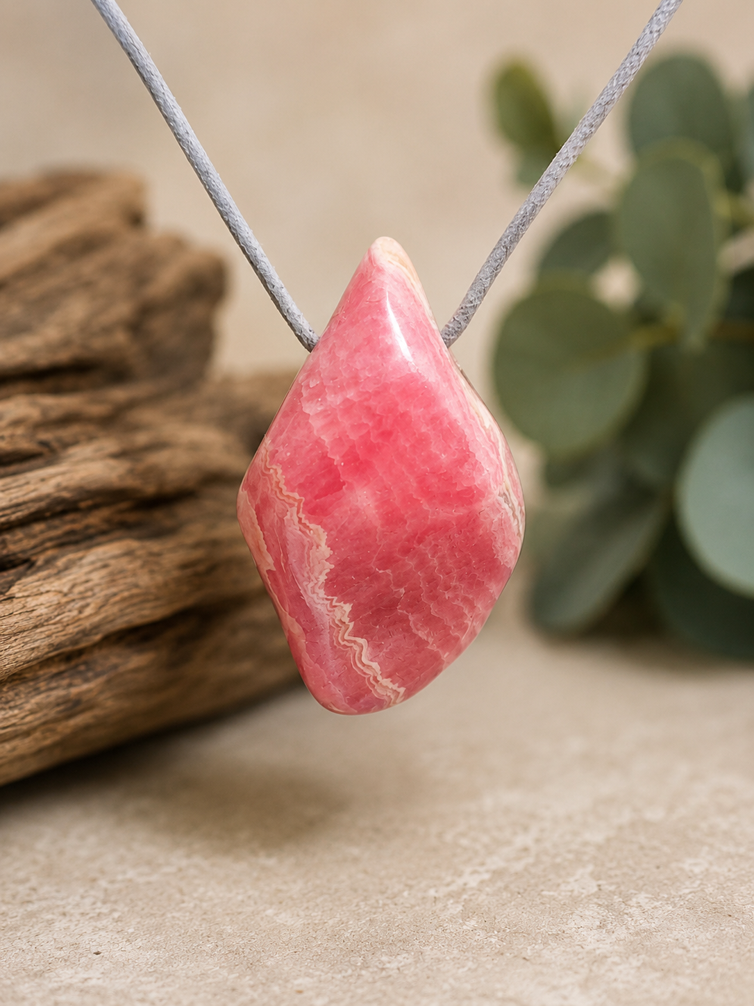 Pendentif en rhodochrosite naturelle – Pierre trouée