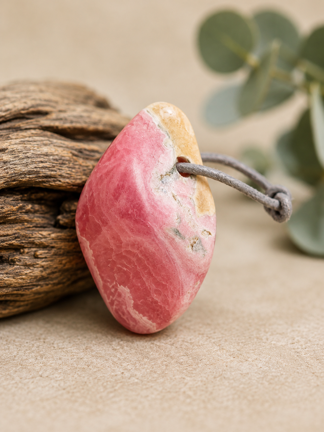 Pendentif en rhodochrosite naturelle – Pierre trouée