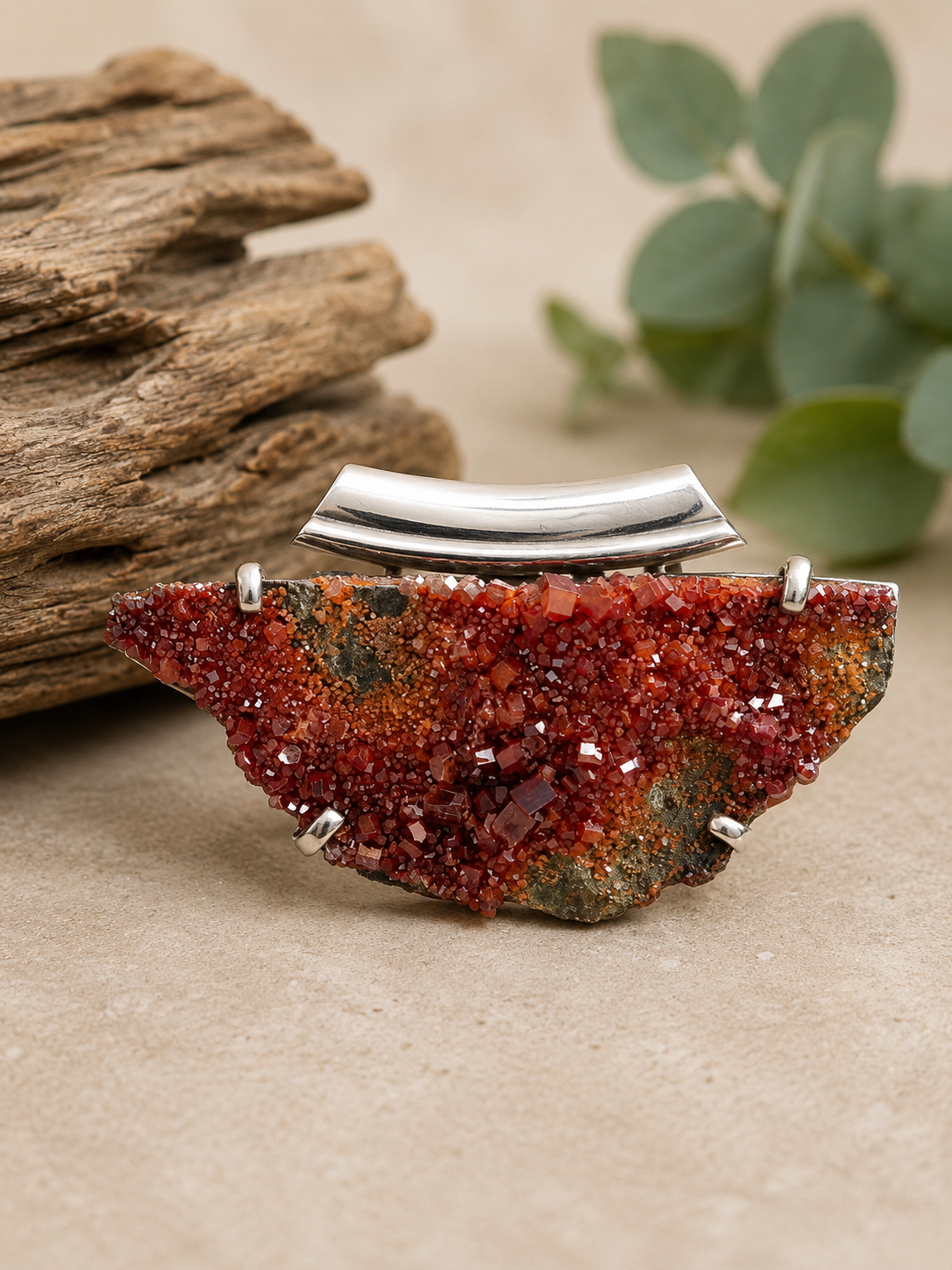 Vanadinite naturelle & argent – Pièce unique