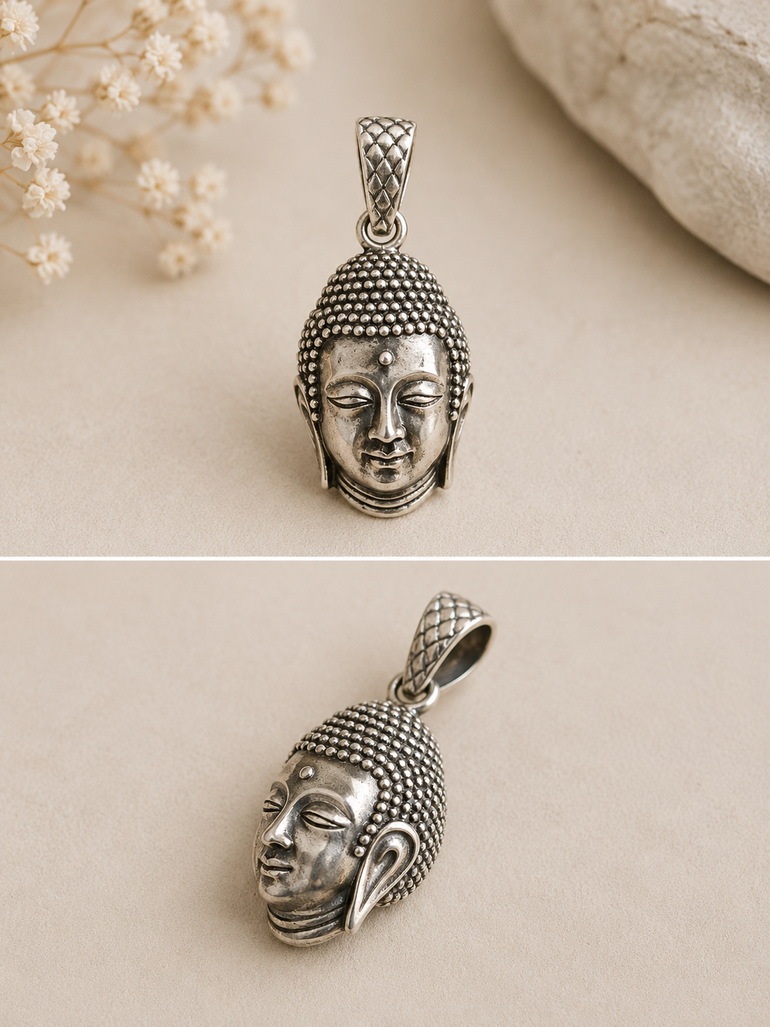 Pendentif tête de Bouddha en argent 2608