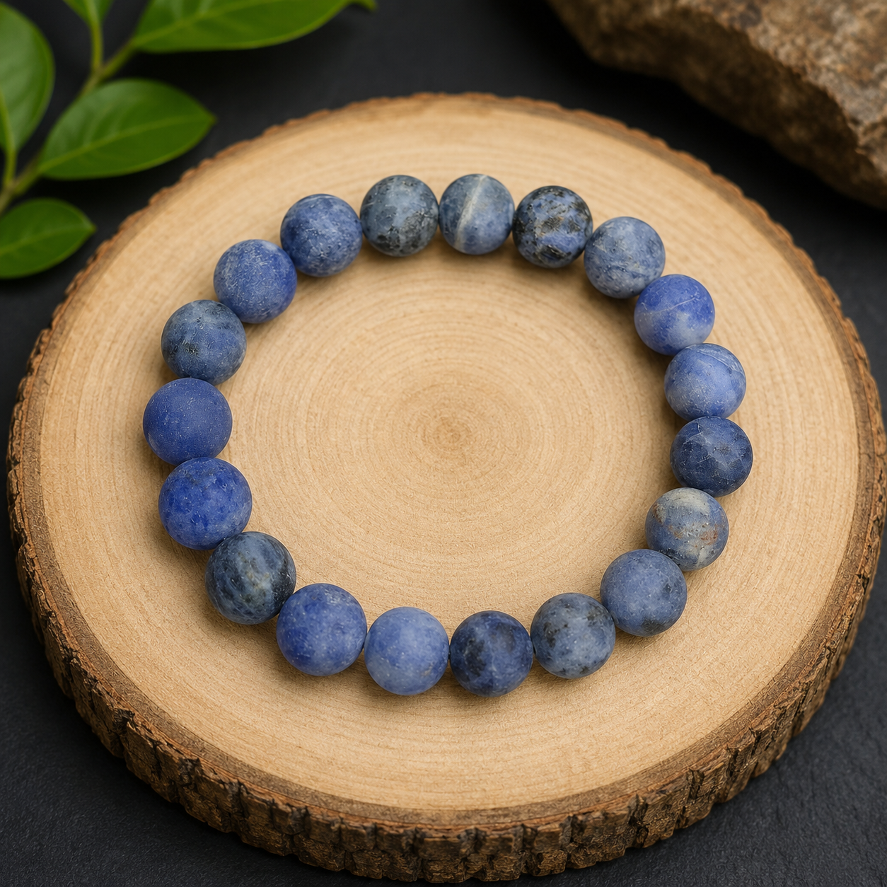 Bracelet en sodalite dépolie – Perles 10 mm