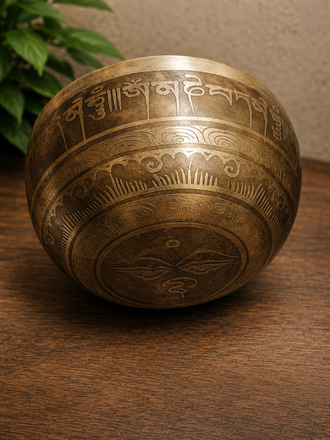 Bol chantant tibétain gravé – Yeux de Bouddha – 20 cm bo-004