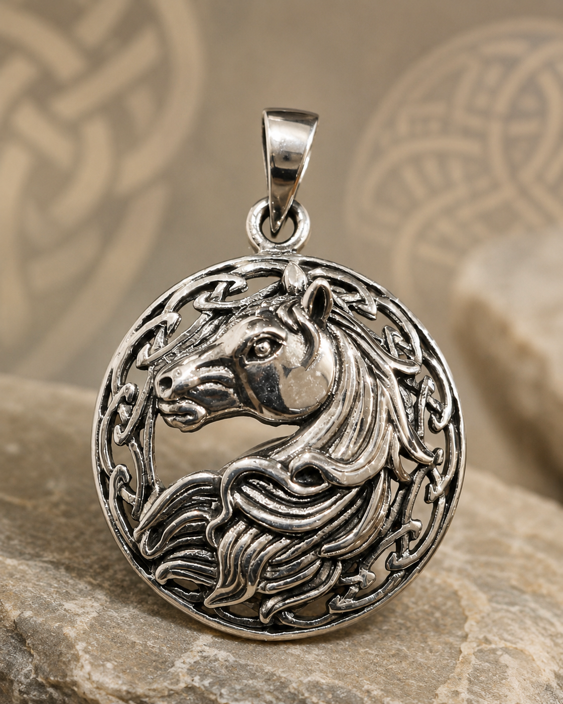 Pendentif celtique cheval en argent 2608