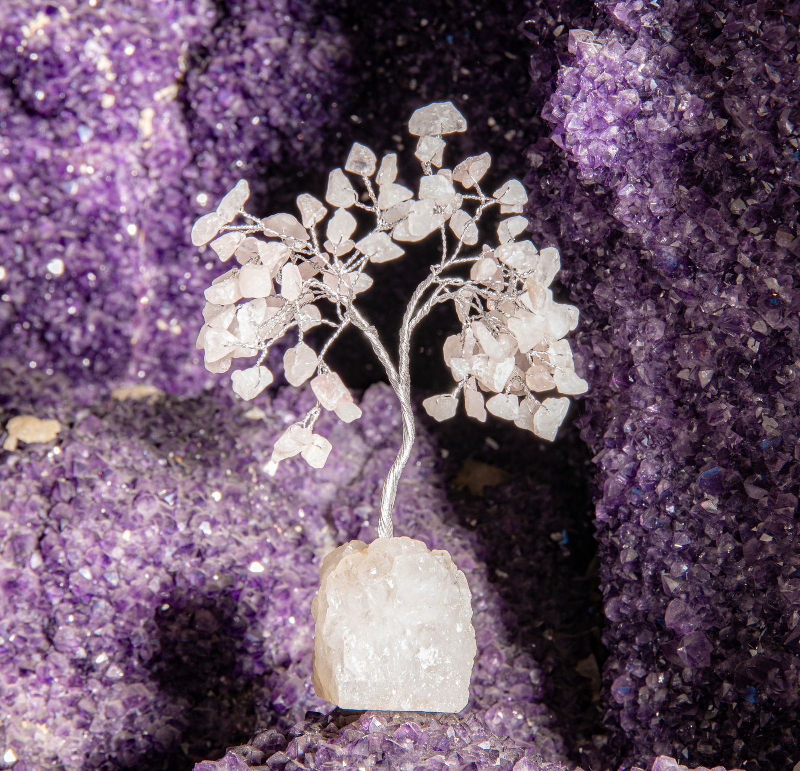Arbre de cristal Quartz rose avec de la zéolite  bZW-160-RQ-