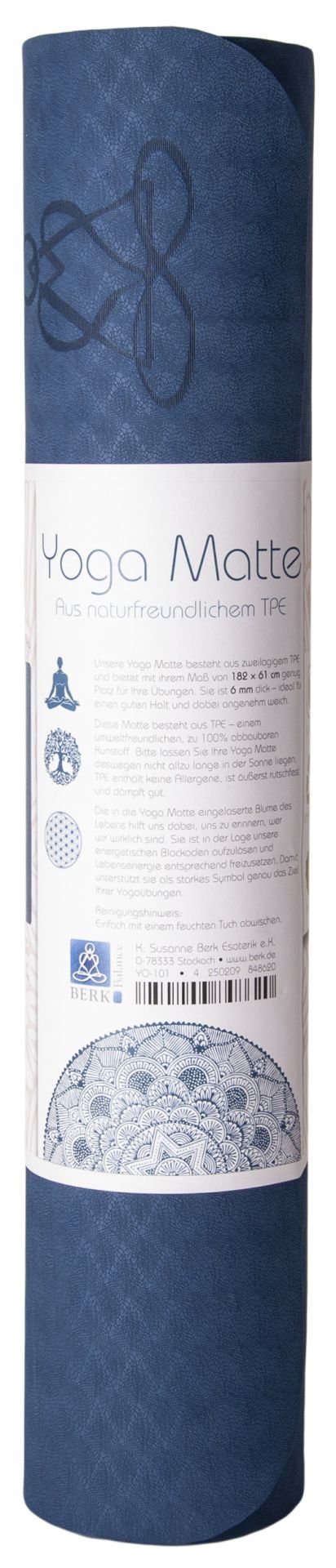 Tapis de yoga écologique en TPE - bleu foncé/bleu clair