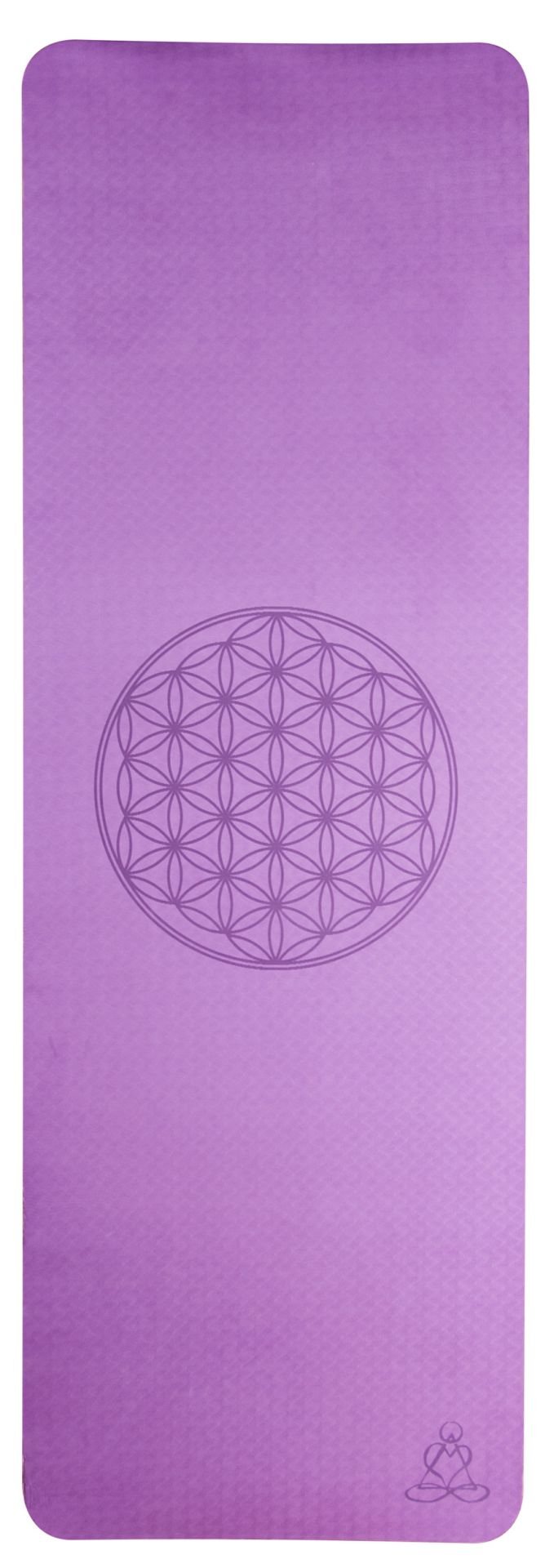 Tapis de yoga écologique en TPE - violet foncé/violet clair 6 mm double couche avec Fleur de Vie