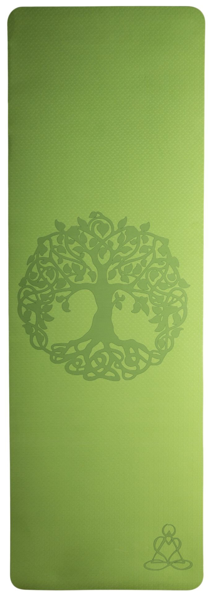 Tapis de yoga écologique en TPE - vert clair/gris avec l'Arbre de Vie