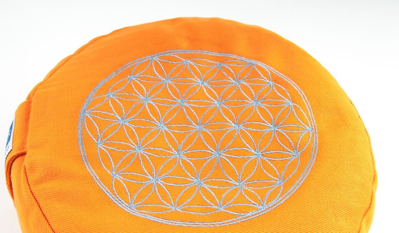 Coussin de méditation Fleur de Vie, orange
