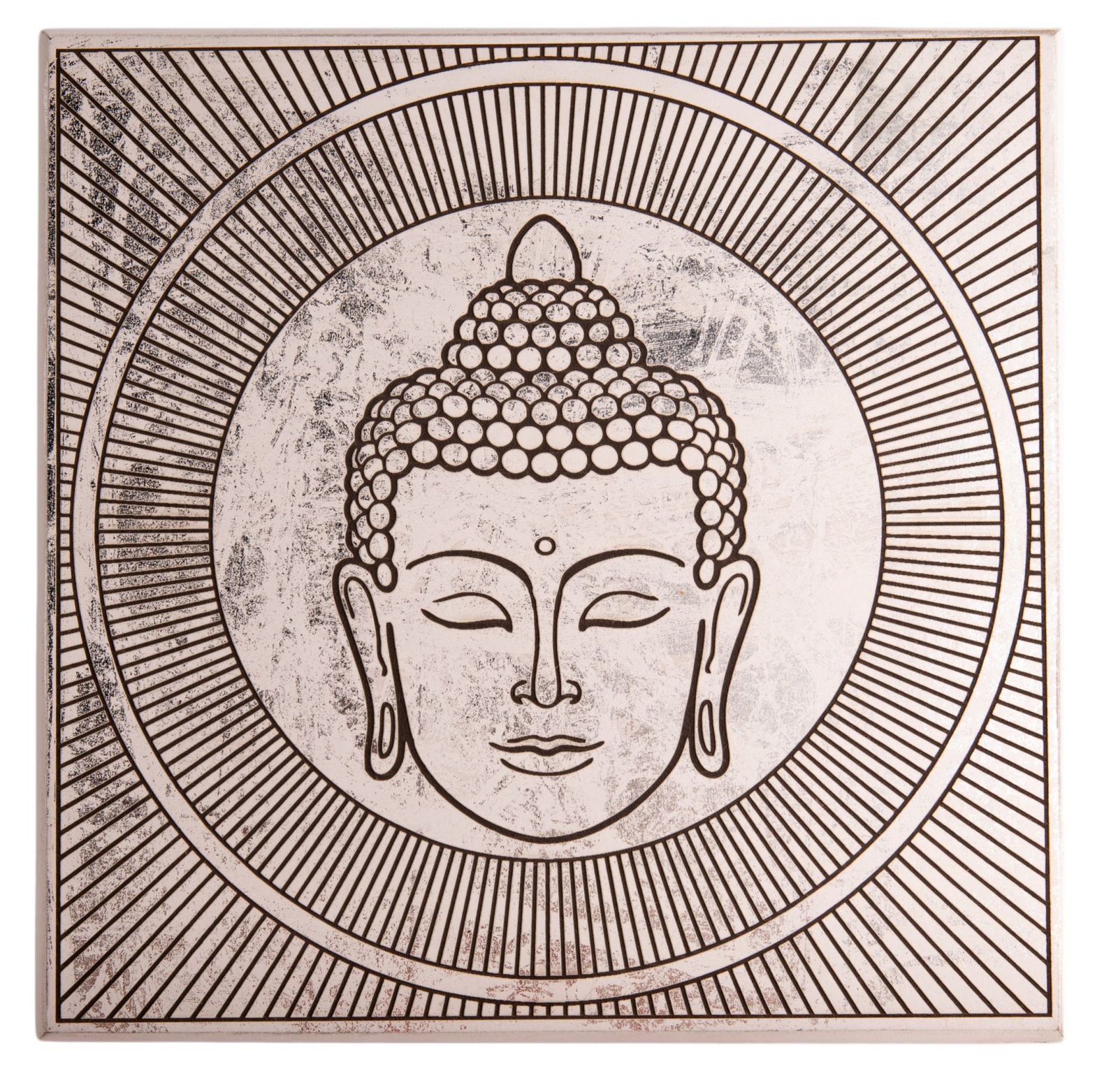 Tableau Bouddha Blanc/Argent
