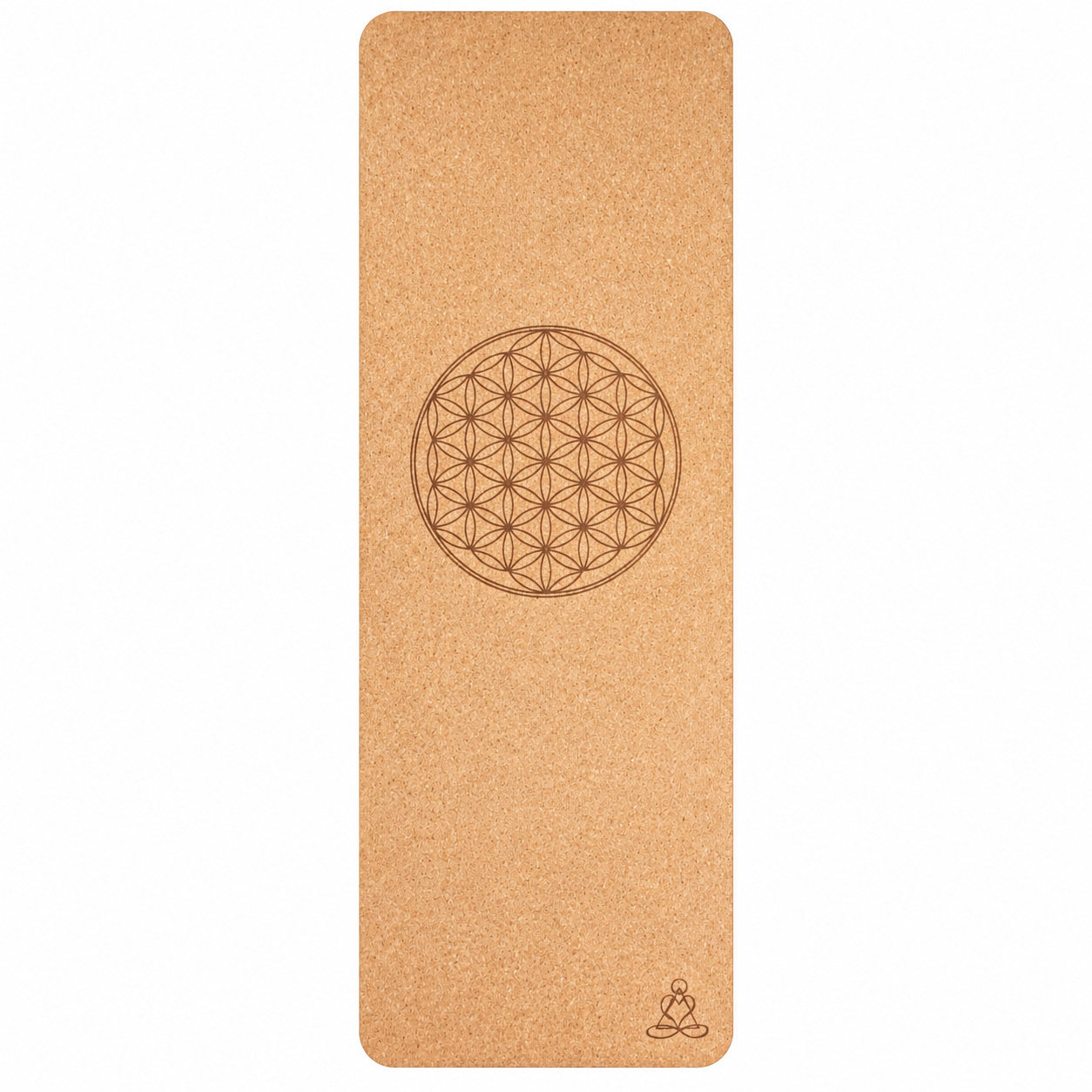 Tapis de yoga en liège avec motif Fleur de Vie