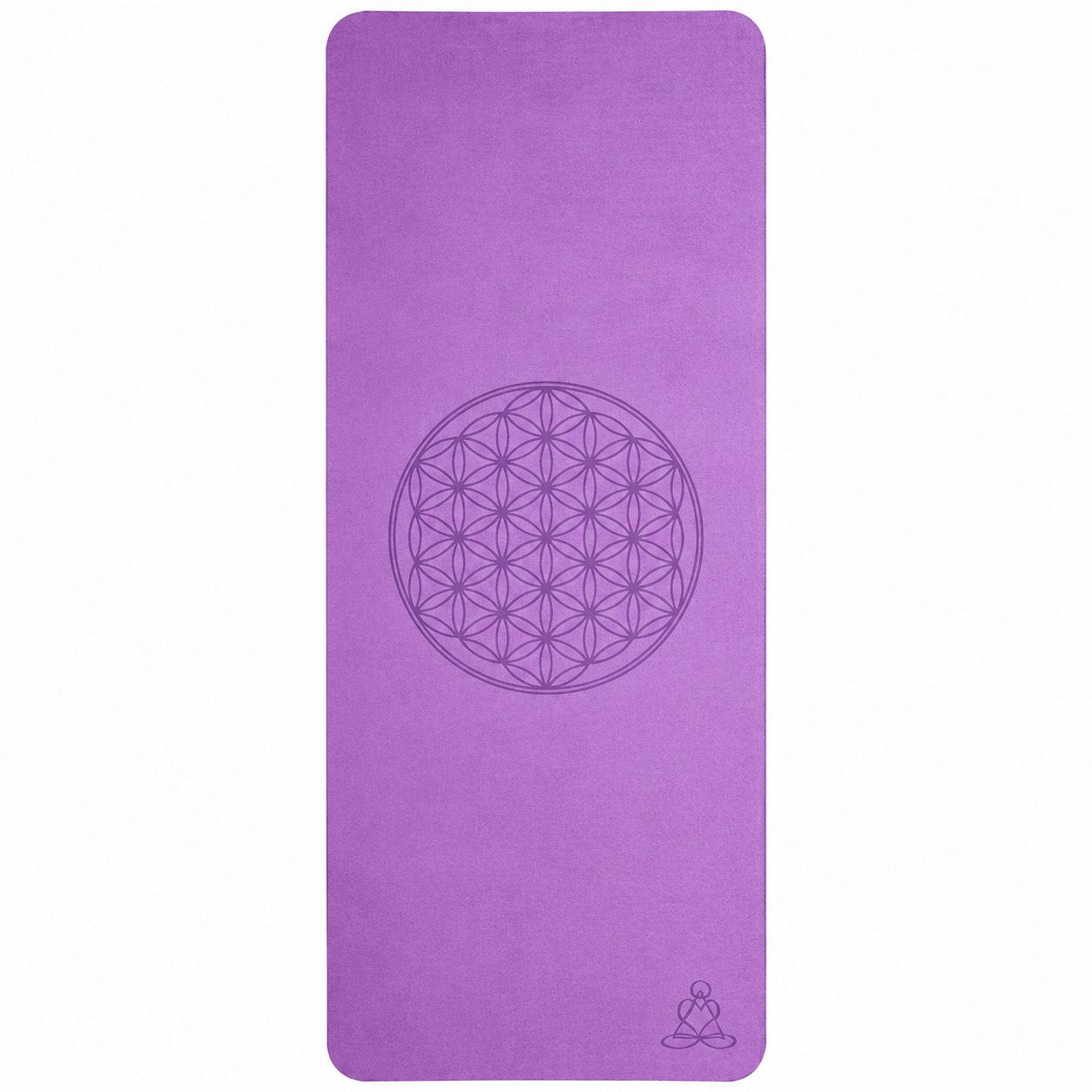 Tapis de yoga écologique en TPE - violet foncé/violet clair 6 mm double couche avec Fleur de Vie