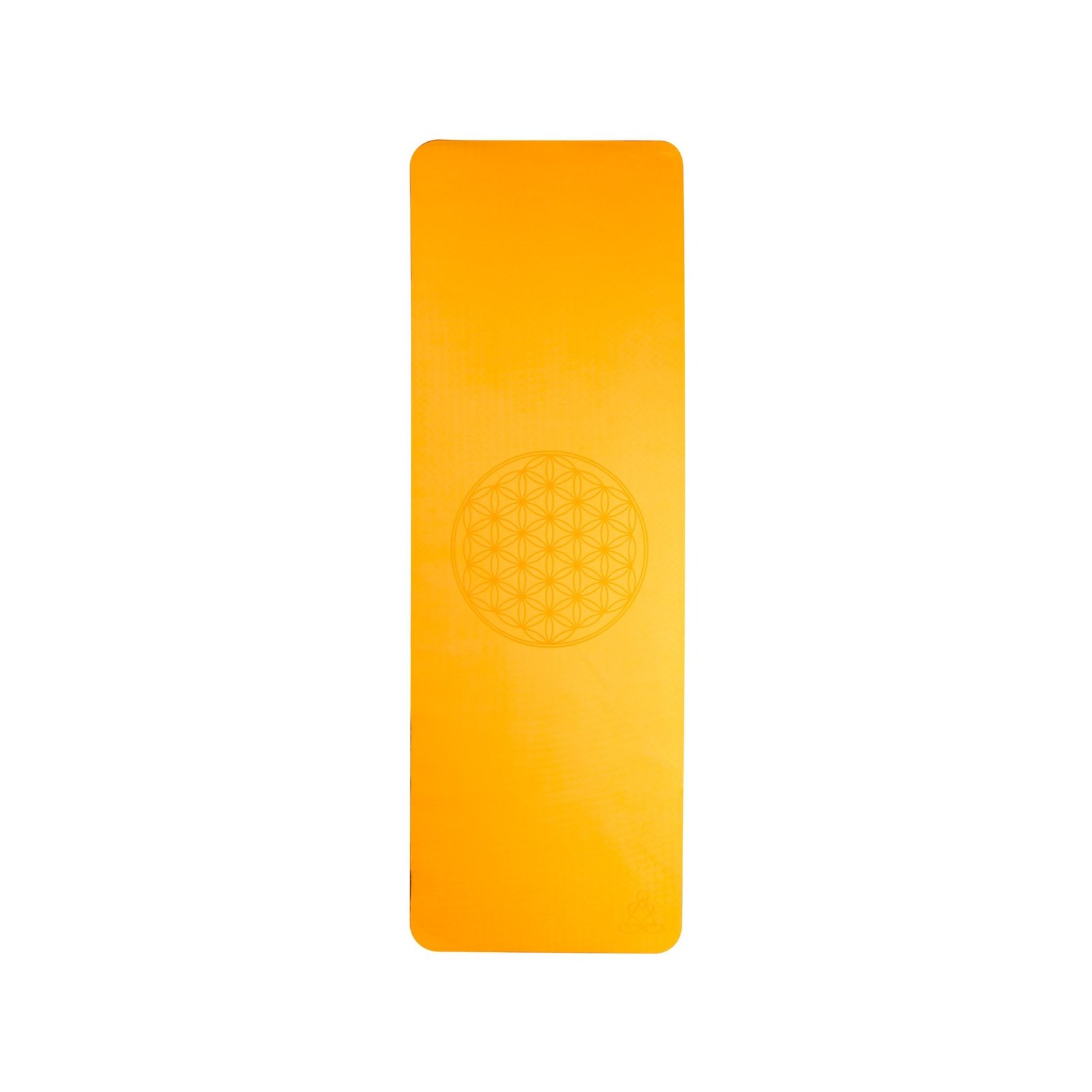 Tapis de yoga écologique en TPE - orange/gris 6 mm double couche avec Fleur de Vie
