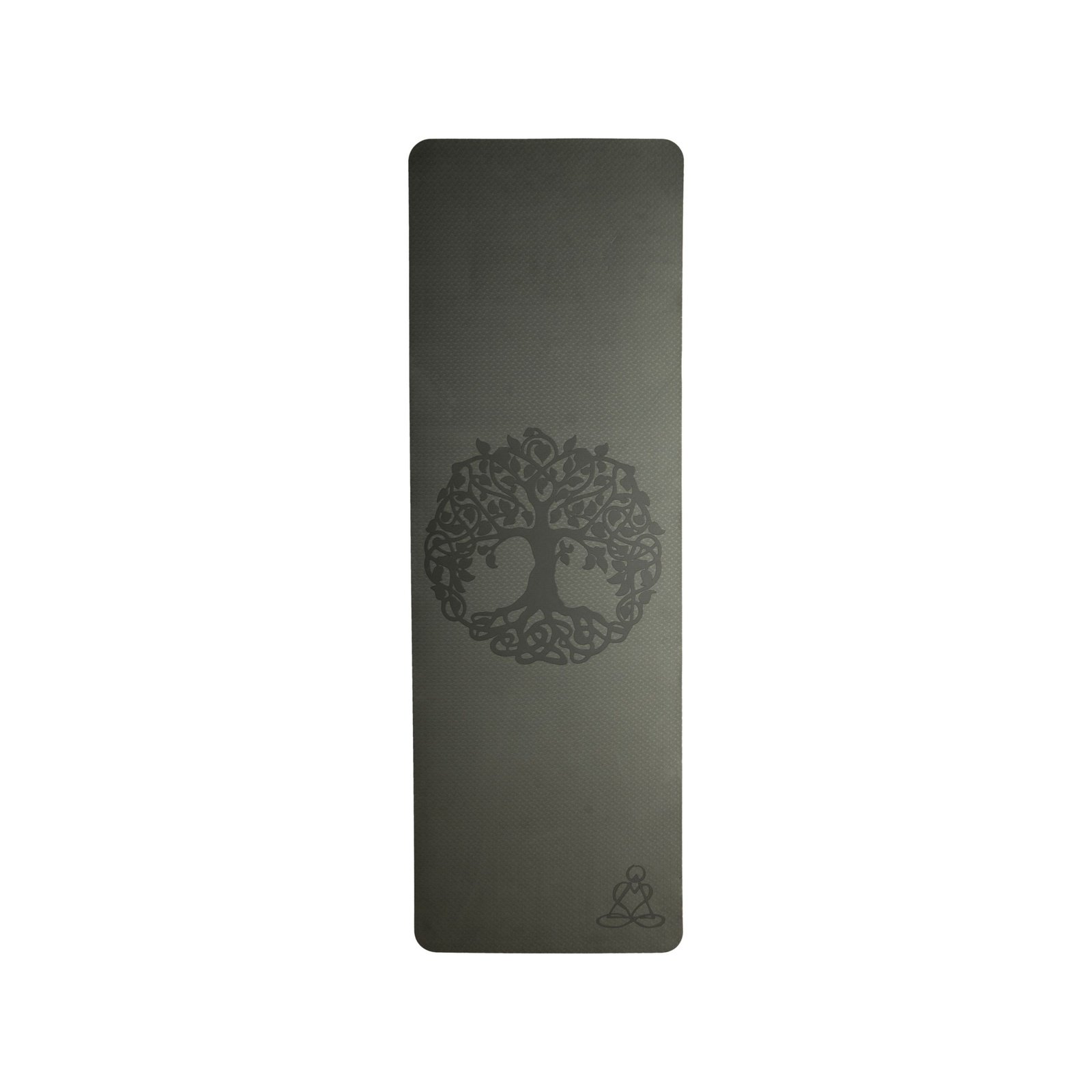 Tapis de yoga écologique en TPE - vert foncé/vert clair avec l'Arbre de Vie