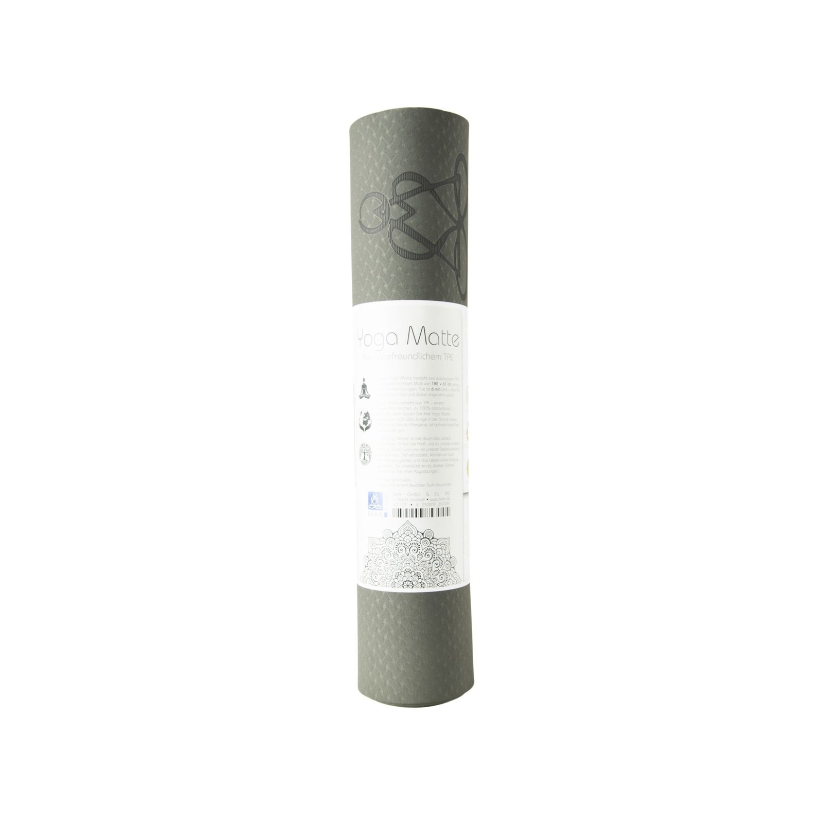 Tapis de yoga écologique en TPE - vert foncé/vert clair avec l'Arbre de Vie