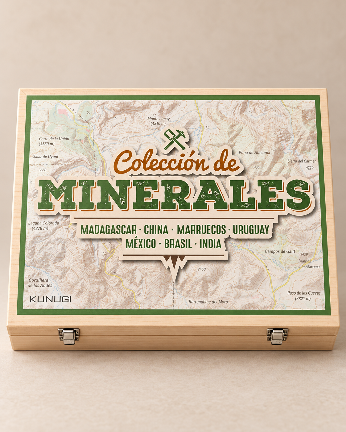 Coffret collection de 24 minéraux – boîte en bois