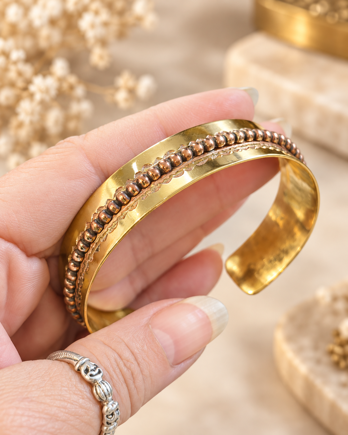 Bracelet artisanal touareg – Cuivre & laiton – Pièce unique - AK3