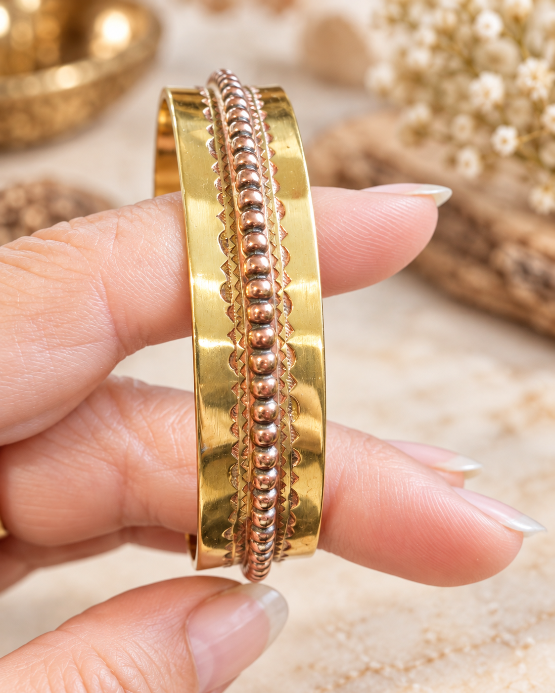 Bracelet artisanal touareg – Cuivre & laiton – Pièce unique - AK3