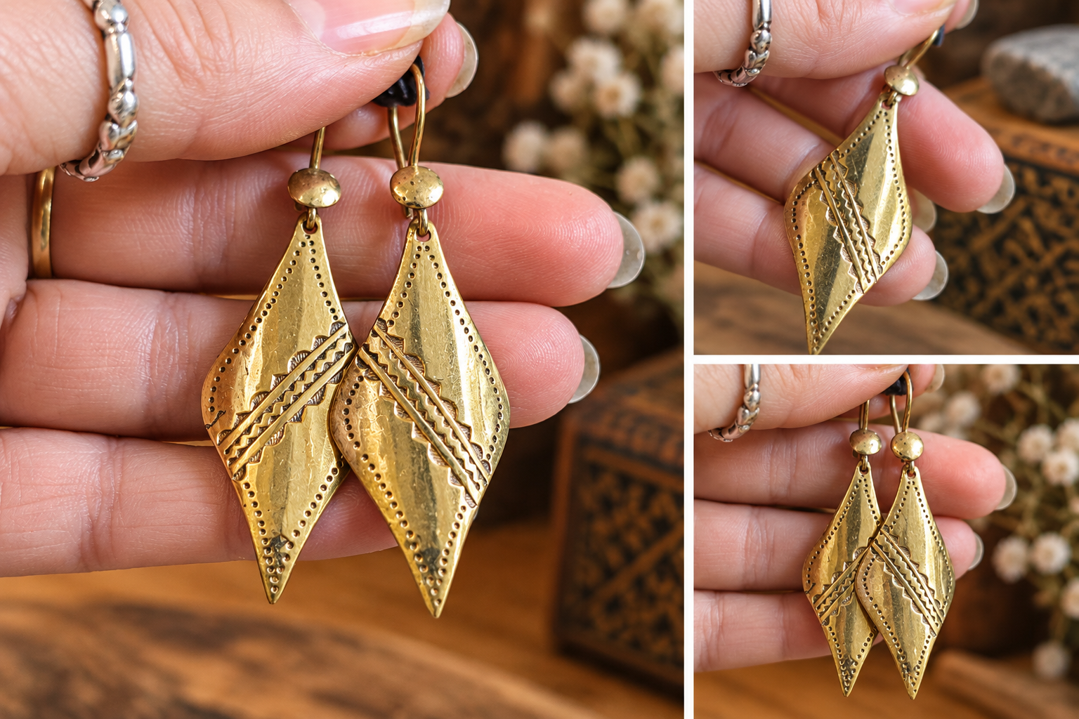 Boucles d’oreilles touareg en laiton – Pièce unique - AK5