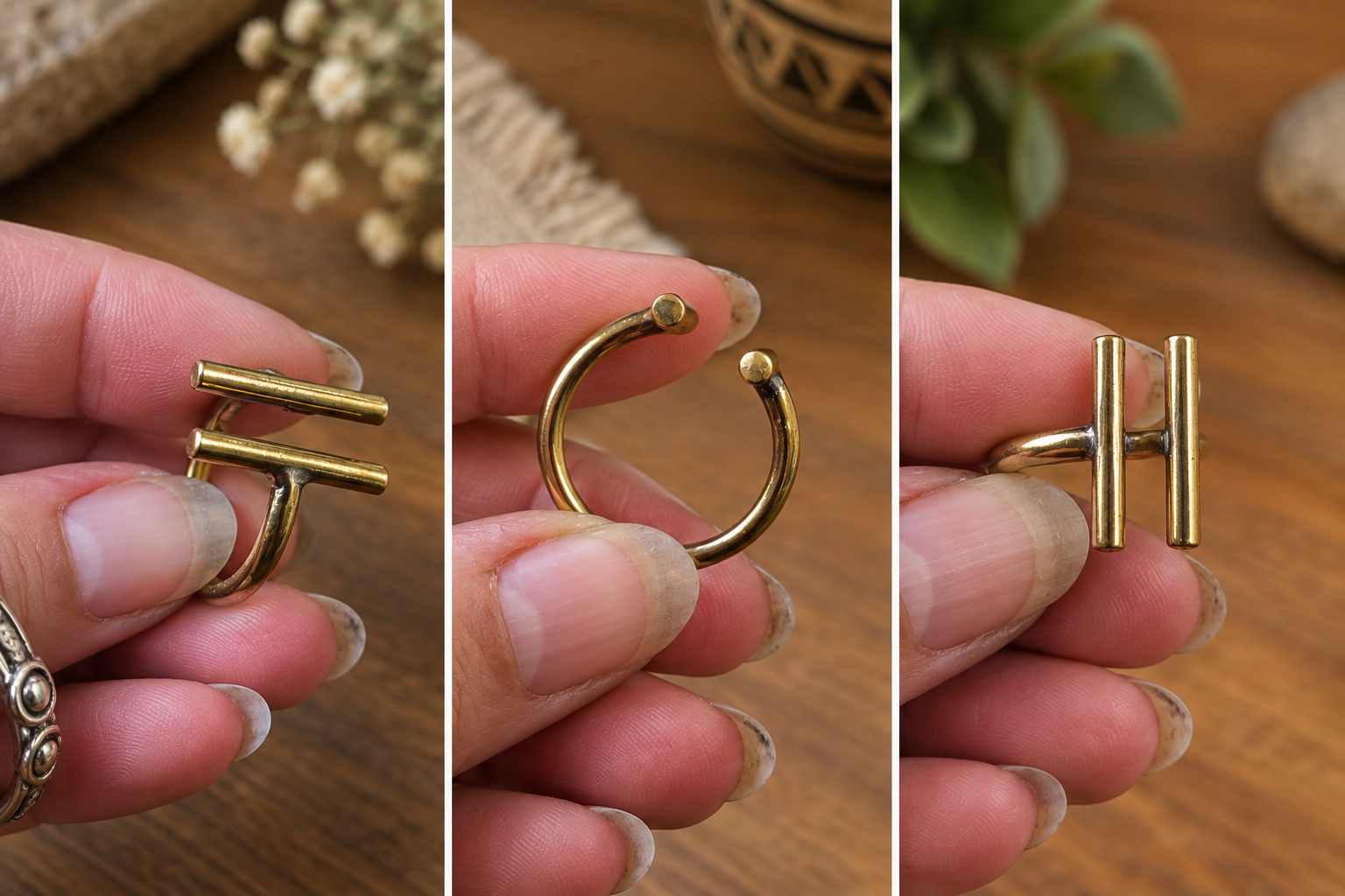 Bague artisanale en laiton – Design graphique - AK10