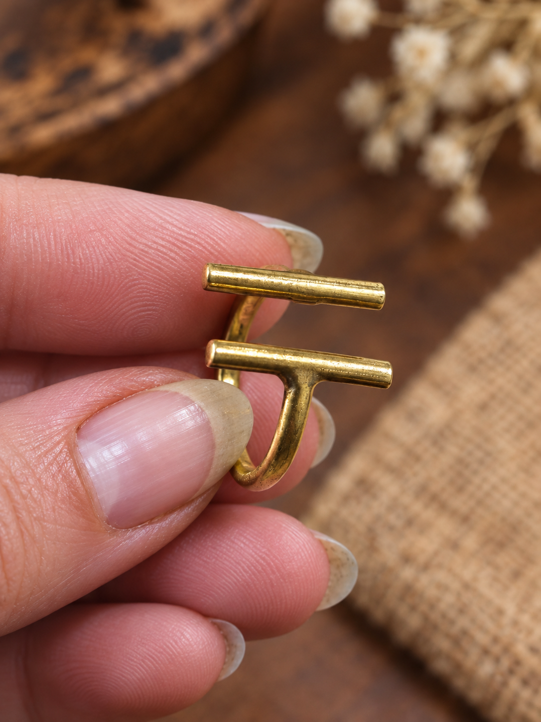 Bague artisanale en laiton – Design graphique - AK10