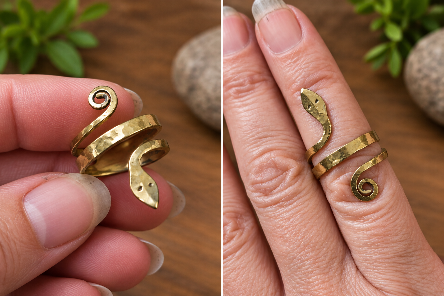 Bague serpent en laiton – Fabrication artisanale - ak12