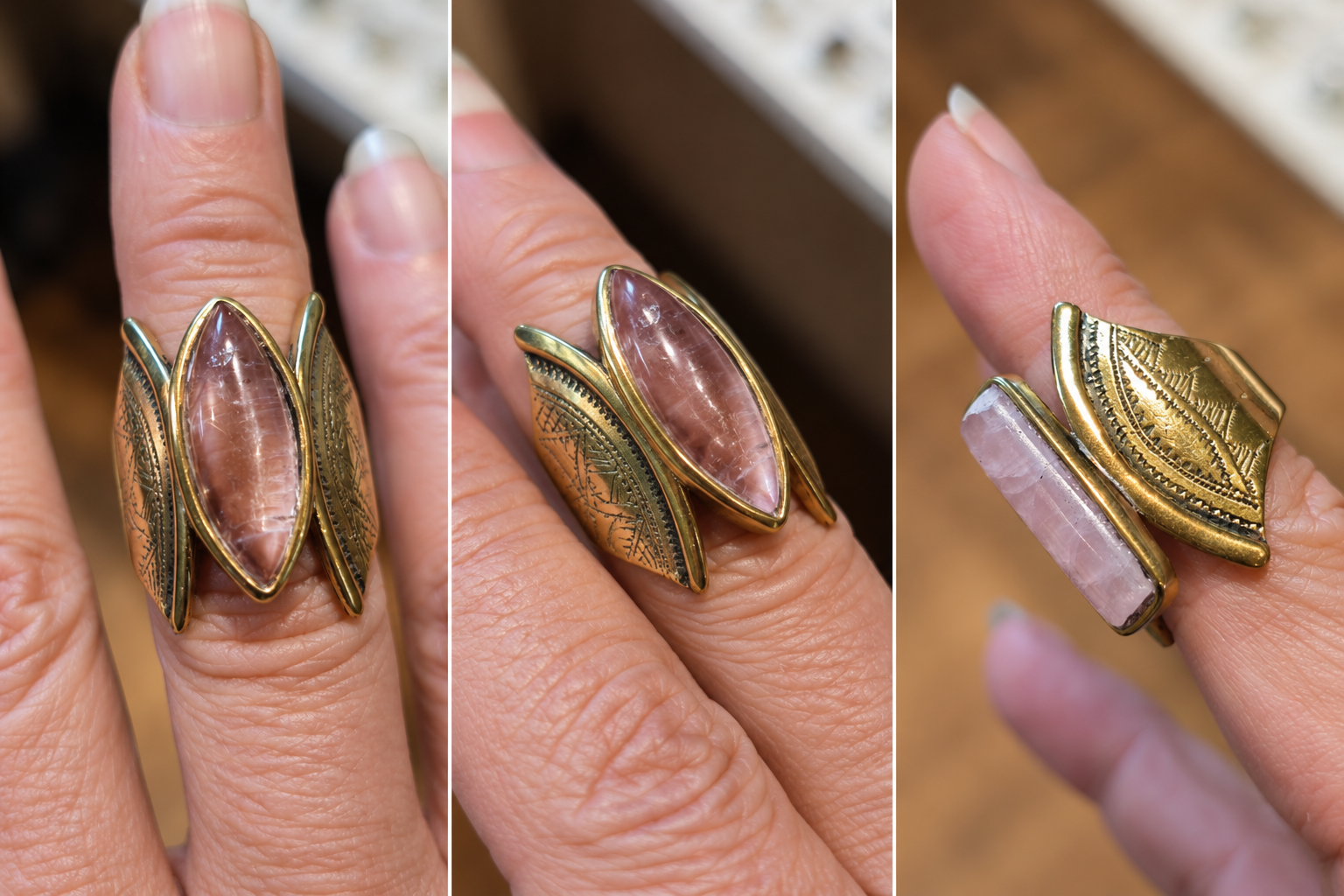 Bague en amétrine et laiton – Alliance moderne & inspiration touareg