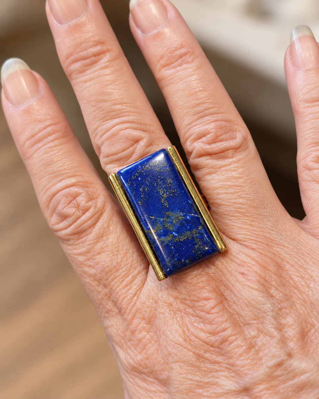 Bague en laiton et lapis-lazuli – création touareg - f04
