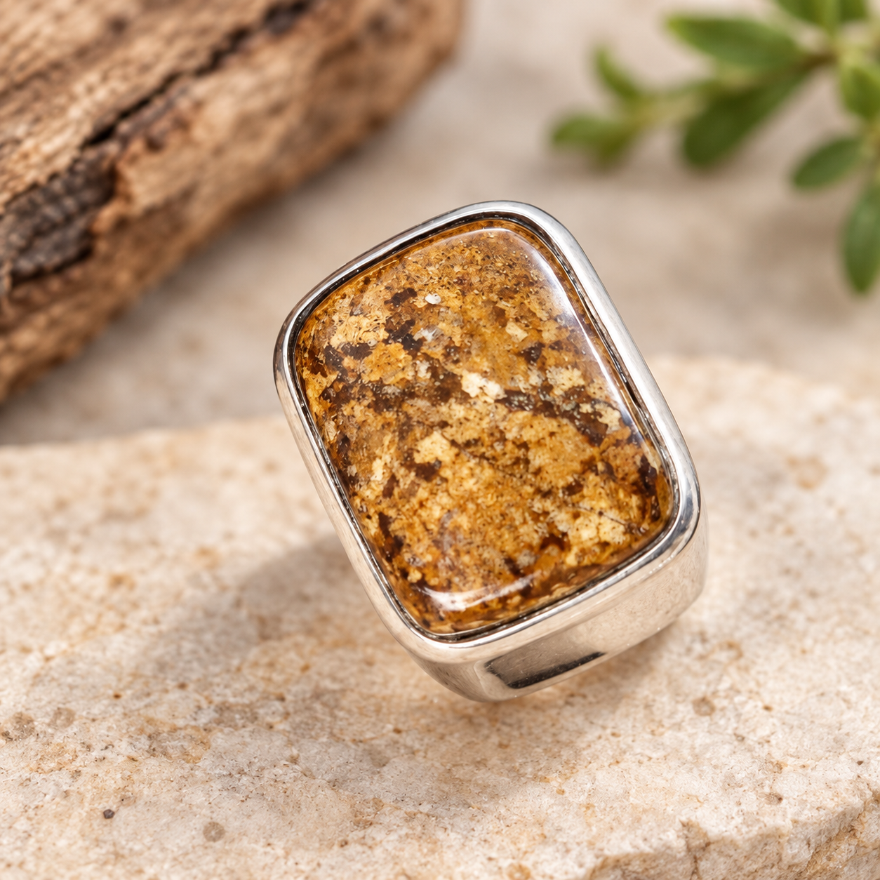 Bague Homme argent et Bronzite