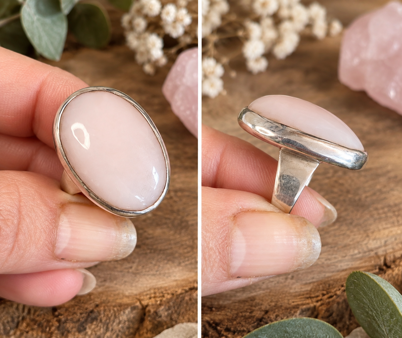 Bague Mangano calcite et argent - Taille 59