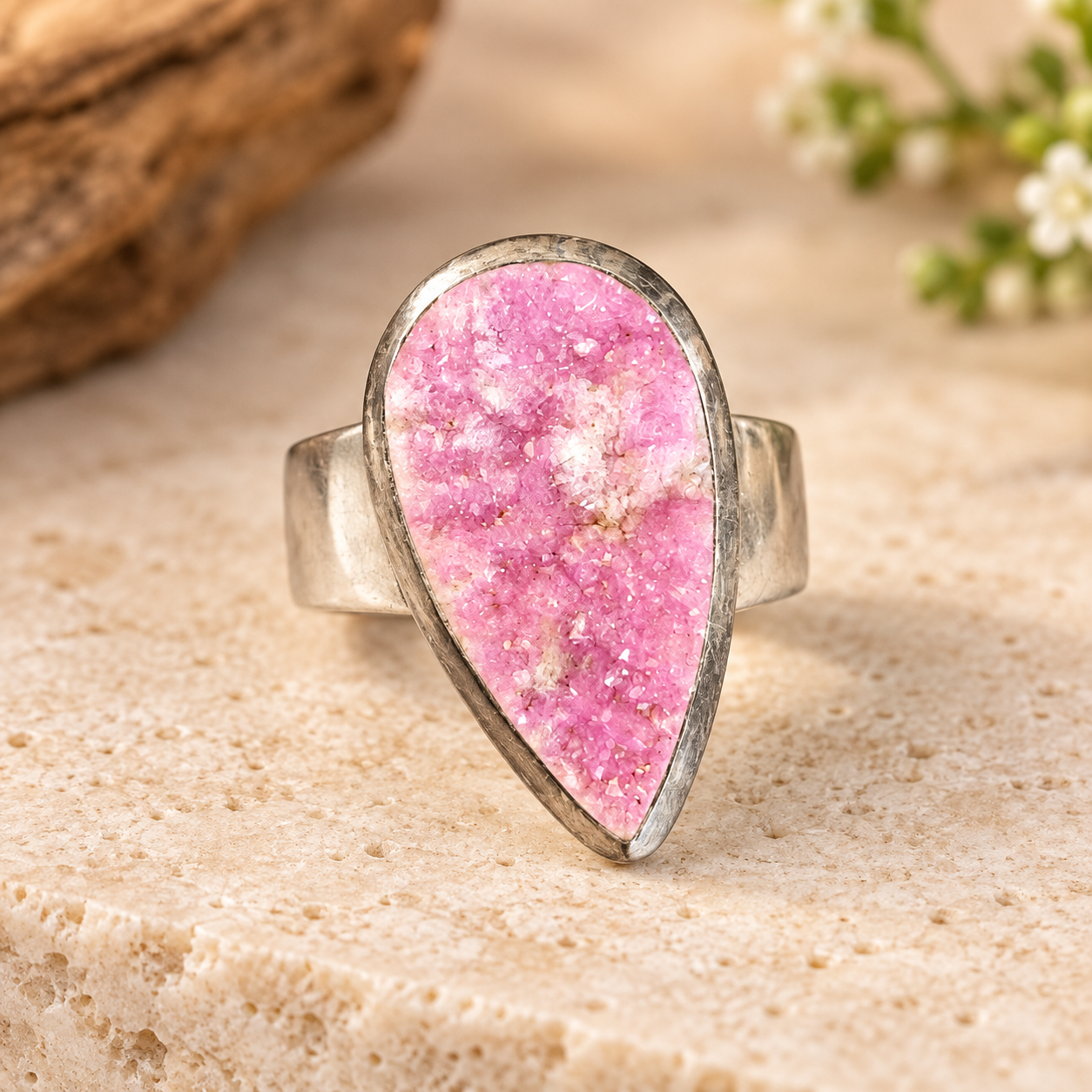 Bague argent et Cobaltocalcite