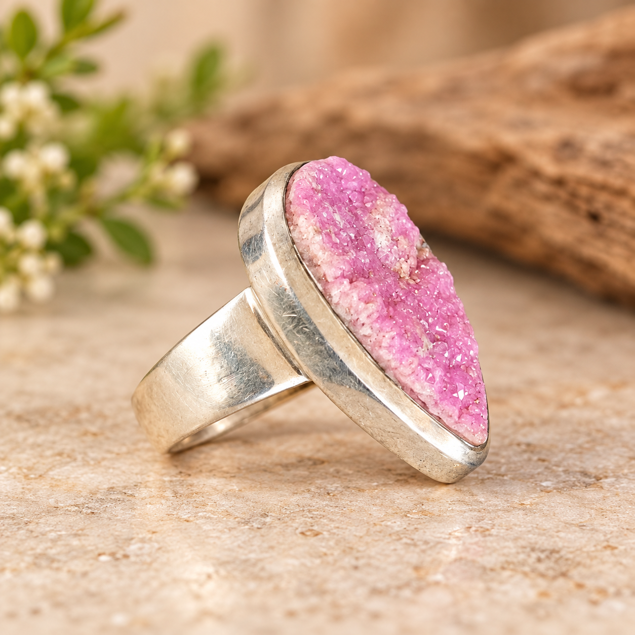 Bague argent et Cobaltocalcite