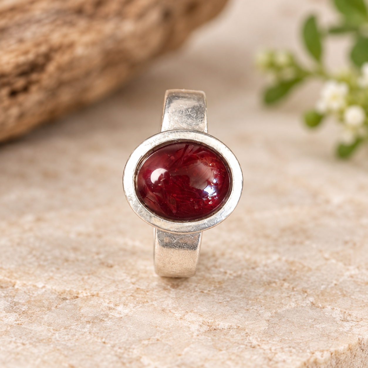 Bague Grenat et Argent - taille 58