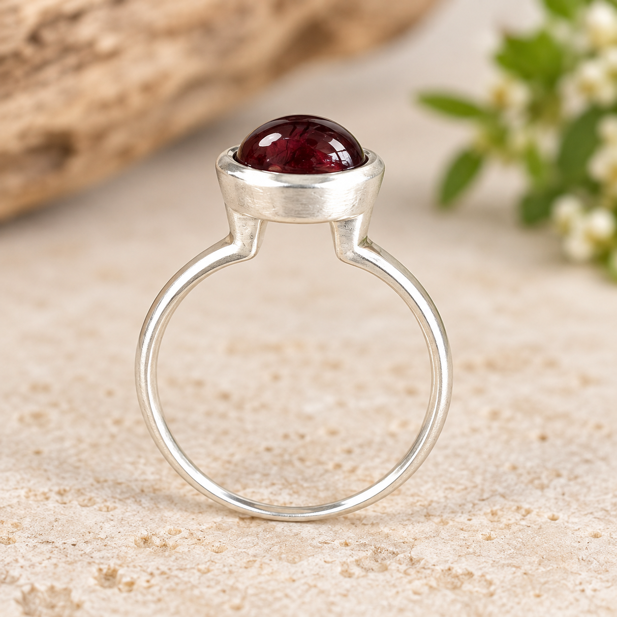 Bague Grenat et Argent - taille 58