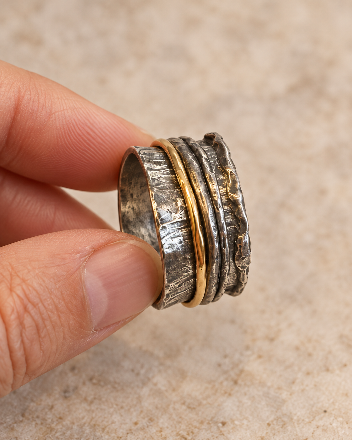 Bague « Force Nomade » – Anti-stress homme, création EvaStone