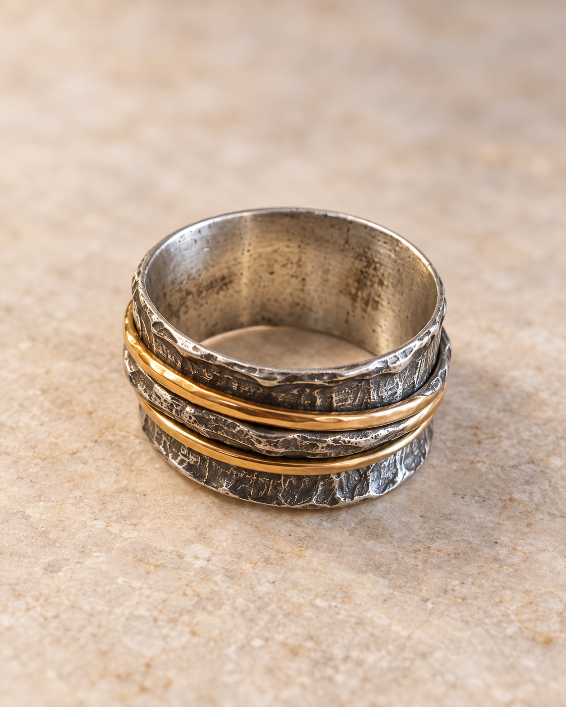 Bague « Force Nomade » – Anti-stress homme, création EvaStone