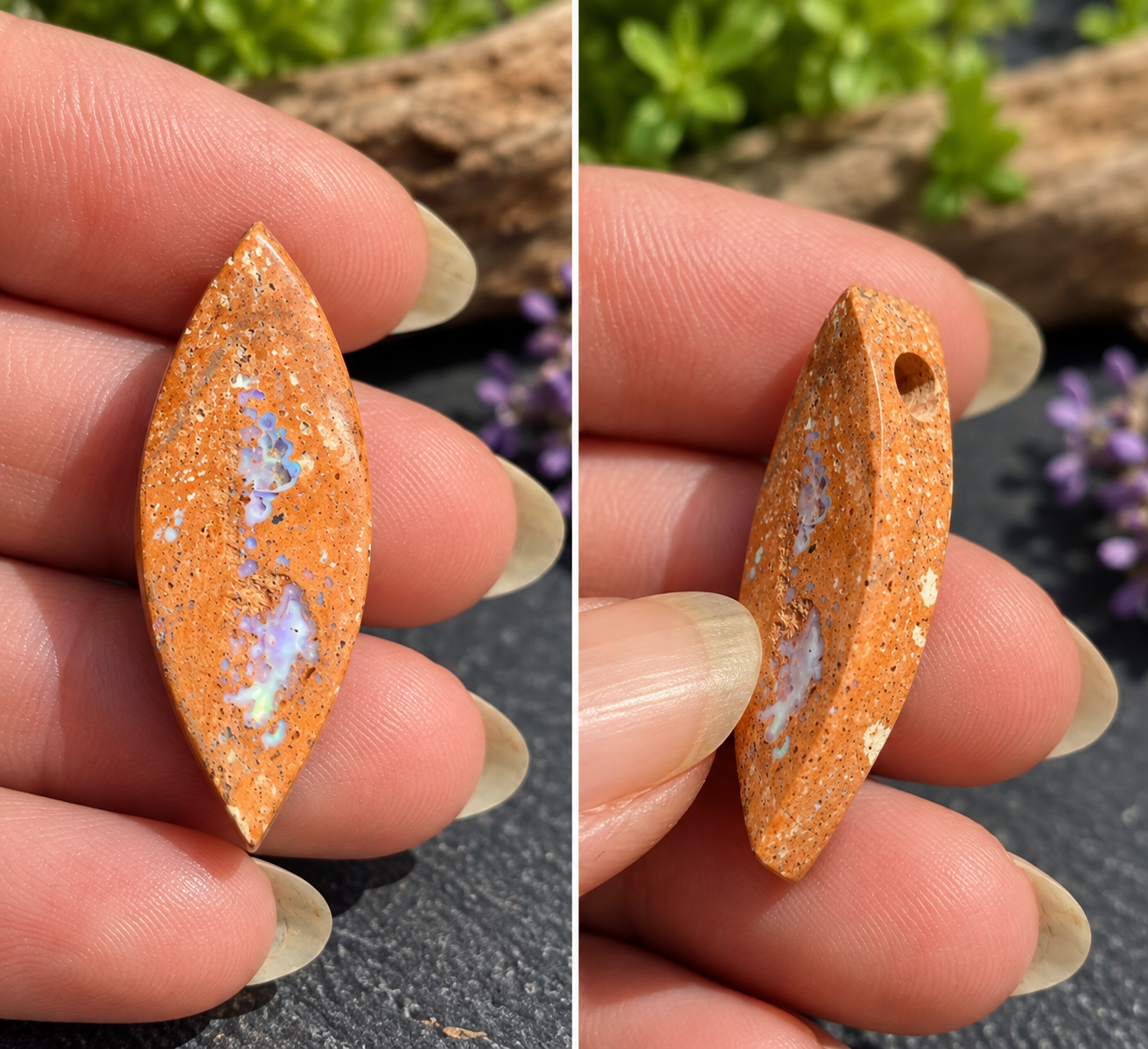 Pendentif ovale en opale Boulder – Pièce unique