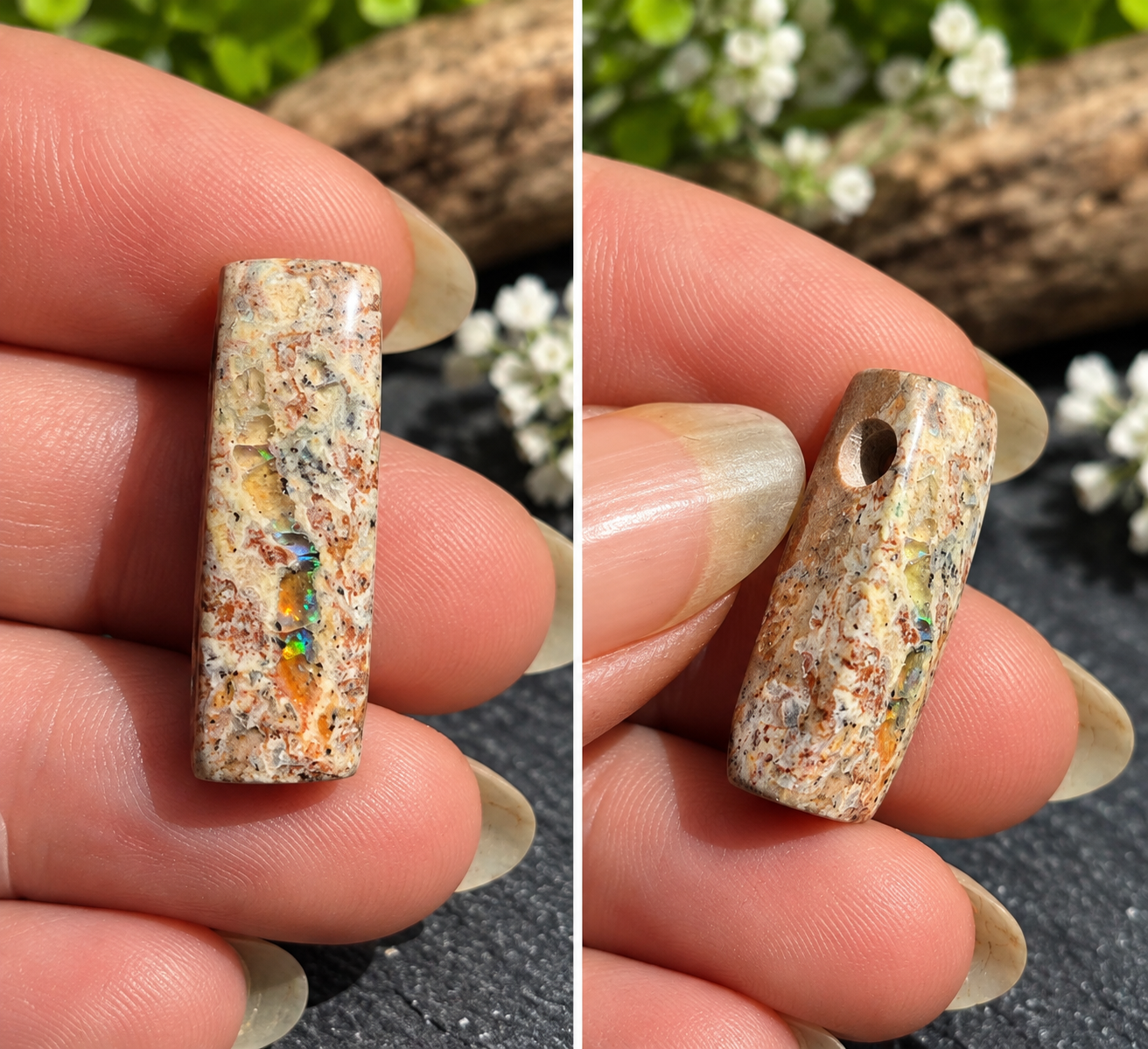 Pendentif en Opale Boulder – Éclats de lumière – Pièce unique
